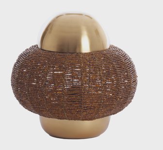 Light & Living Tafellamp 'Cetara' Kralen, 26cm, kleur Bruin