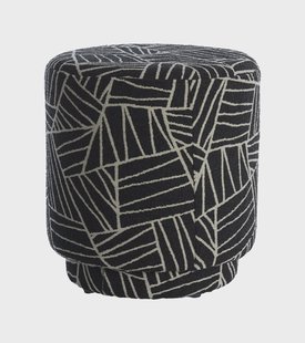 Light & Living Poef 'Davonte' 40cm, kleur Zwart/Wit