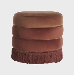 Light & Living Poef 'Tacitu' Velvet, kleur Bordeaux