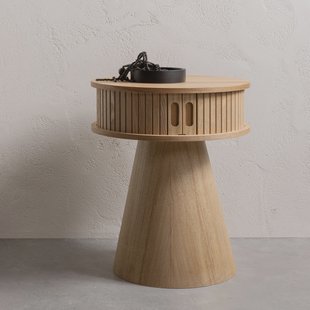 WOOOD Rond Nachtkastje 'Karri' Populierenhout, 38cm