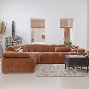 WOOOD Hoekbank 'Mojo' Links, Geweven Rib, kleur Roestbruin