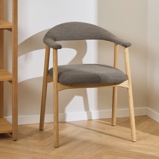 Bendt Eetkamerstoel 'Gerado' Eikenhout en Bouclé, kleur Taupe