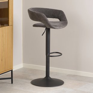 Bendt Draaibare Barkruk 'Pia' Chenille, kleur Donkergrijs (zithoogte 59-80cm)