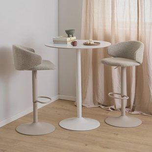 Bendt Ronde Bartafel 'Tempest' Keramiek met marmerprint, 80cm, kleur Wit