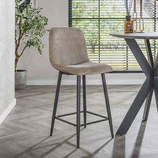 LifestyleFurn Barstoel 'Salim' Rib, kleur Zand (zithoogte 65cm)