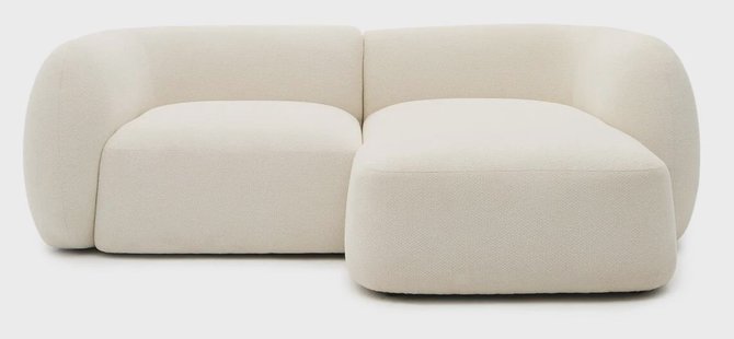 Kave Home 2-zits Loungebank 'Martina' Rechts, Structuurstof, kleur Ecru