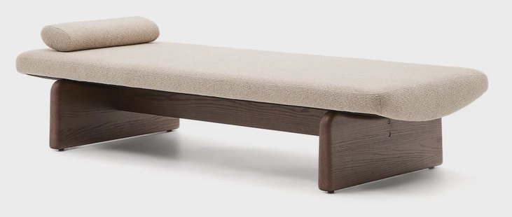 Kave Home Bank 'Topaz' Chenille en essenhout, 200cm, kleur Bruin