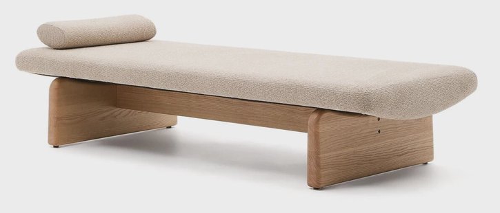 Kave Home Bank 'Topaz' Chenille en essenhout, 200cm, kleur Naturel