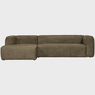 WOOOD Loungebank 'Bean' Links, Structure Velvet, kleur Moss