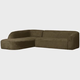 WOOOD Hoekbank 'Sloping' Links, Structure Velvet, kleur Bonsai