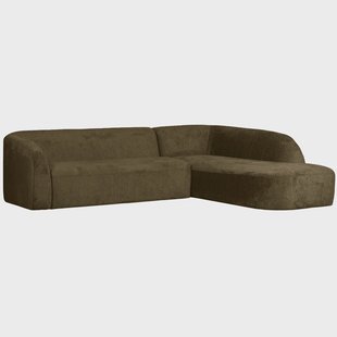 WOOOD Hoekbank 'Sloping' Rechts, Structure Velvet, kleur Bonsai