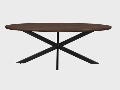 Livingfurn Ovale Eettafel 'Lifestyle' Mangohout, 210 x 110cm, kleur Donkerbruin