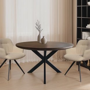 Livingfurn Ronde Eettafel 'Jesper' Mangohout, 120cm, kleur Donkerbruin