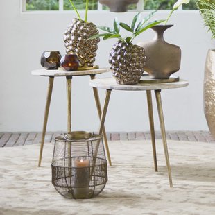 Light & Living Ronde Bijzettafel 'Zeca' Marmer, Set van 2 stuks