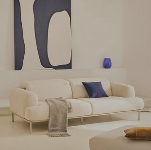 Kave Home 3-zits Bank 'Aurum' Chenille, Met verstelbare hoofdsteun, kleur Ecru