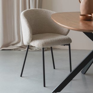 ZILT Eetkamerstoel 'Dondrea' Bouclé, kleur Off White