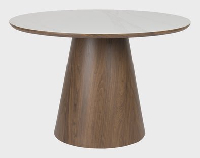ZILT Ronde Eettafel 'Nathen' Walnoot en marmerlook, 115cm