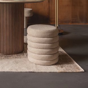 Dutchbone Poef 'Fern' Bouclé, kleur Beige