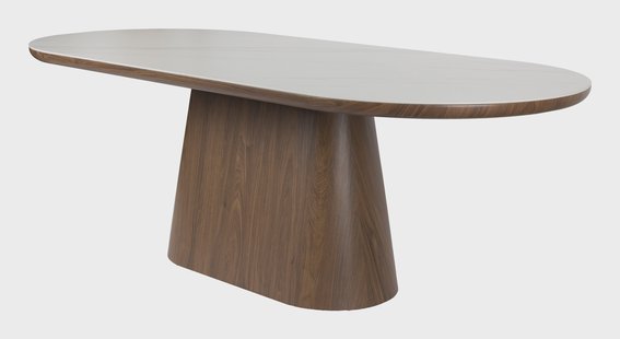 ZILT Ovale Eettafel 'Nathen' Walnoot en marmerlook, 200 x 90cm