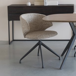 ZILT Draaibare Eetkamerstoel 'Azra' Bouclé, kleur Bruin