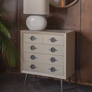 Dutchbone Ladekast 'Edson' Rubberhout, Met 5 laden