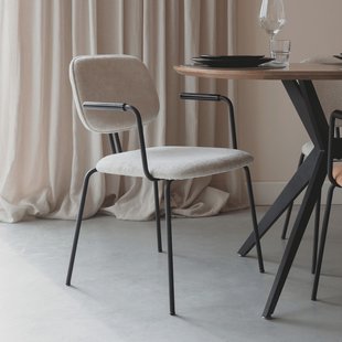 ZILT Eetkamerstoel 'Latisha' Met armleuning, Chenille, kleur Off White