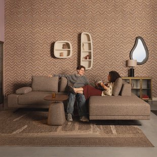 Dutchbone Loungebank 'Shelly' Gemêleerd, Rechts, kleur Cinnamon