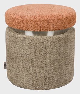 Dutchbone Poef 'Sen' Bouclé, kleur Bruin/Oranje