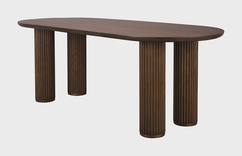 Dutchbone Ovale Eettafel 'Dean' Walnootlook, 220 x 90cm