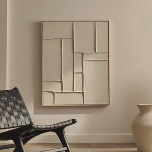 Kave Home Abstract Schilderij 'Klis' Met reliëf, 100 x 80cm