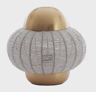 Light & Living Tafellamp 'Cetara' Kralen, 26cm, kleur Zilver/Brons