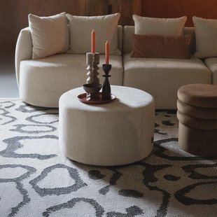 Dutchbone Poef 'Rocca' Geweven stof, kleur Latte