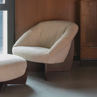 Dutchbone Fauteuil 'Emilius' Bouclé en rubberhout