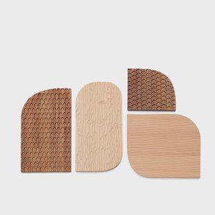 Kave Home Wandpaneel 'Trivax' Set van 4 stuks, Acaciahout