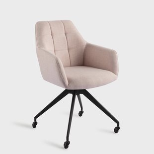 Jesper Home Draaibare Eetkamerstoel 'Noto' Caster Black, kleur Petal Pink