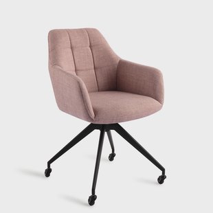 Jesper Home Draaibare Eetkamerstoel 'Noto' Caster Black, kleur Vintage Rose