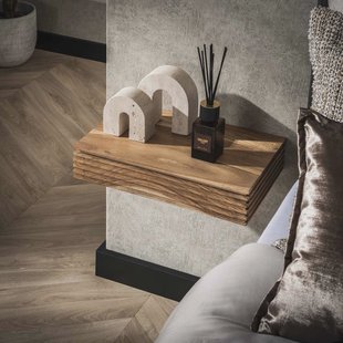 LifestyleFurn Zwevend Nachtkastje 'Tamia' 40cm breed, Acaciahout, Set van 2 stuks