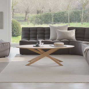 Ethnicraft Ovale Salontafel 'Mikado' Geolied Eikenhout, 143 x 67cm