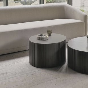 Ethnicraft Ronde Salontafel 'Roller Max' Gevernist Mahoniehout, 60cm, kleur Donkerbruin