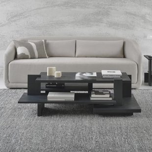 Ethnicraft Salontafel 'Abstract' Gevernist Teakhout, 140 x 85cm, kleur Zwart