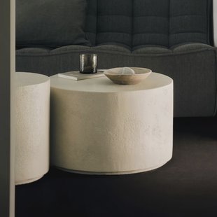 Ethnicraft Ronde Salontafel 'Elements' Microcement, 60cm, kleur Off White