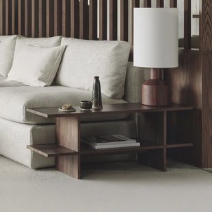 Ethnicraft Bijzettafel 'Kabuki' Gevernist Teakhout, 103 x 30cm, kleur Bruin