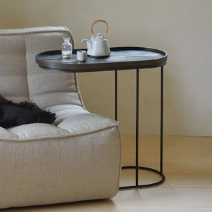 Ethnicraft Ovale Bijzettafel 'Tray' Gelakt Hout, 69 x 33cm