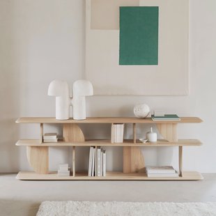 Ethnicraft Sidetable 'Geometric' Geolied Eikenhout, 210cm, kleur Naturel