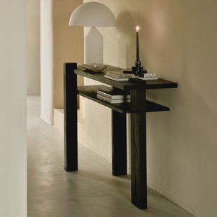 Ethnicraft Sidetable 'Abstract' Gevernist Teakhout, 133cm, kleur Zwart