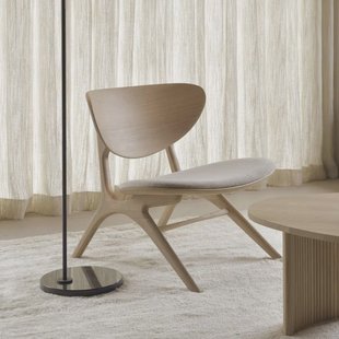 Ethnicraft Fauteuil 'Eye' Gevernist Eikenhout en Stof, kleur Off White