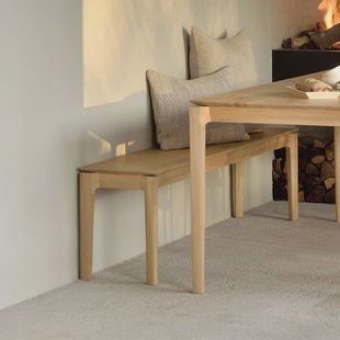 Ethnicraft Eetkamerbank 'Bok' Geolied Eikenhout, 126cm, kleur Naturel