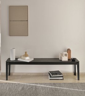 Ethnicraft Eetkamerbank 'Bok' Gevernist Eikenhout, 126cm, kleur Zwart