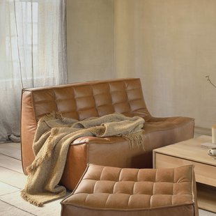 Ethnicraft Modulaire Bank 'N701' Leder, 2-zits, kleur Old Saddle