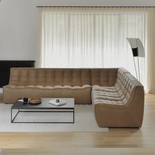 Ethnicraft Modulaire Bank 'N701' Leder, 3-zits, kleur Old Saddle